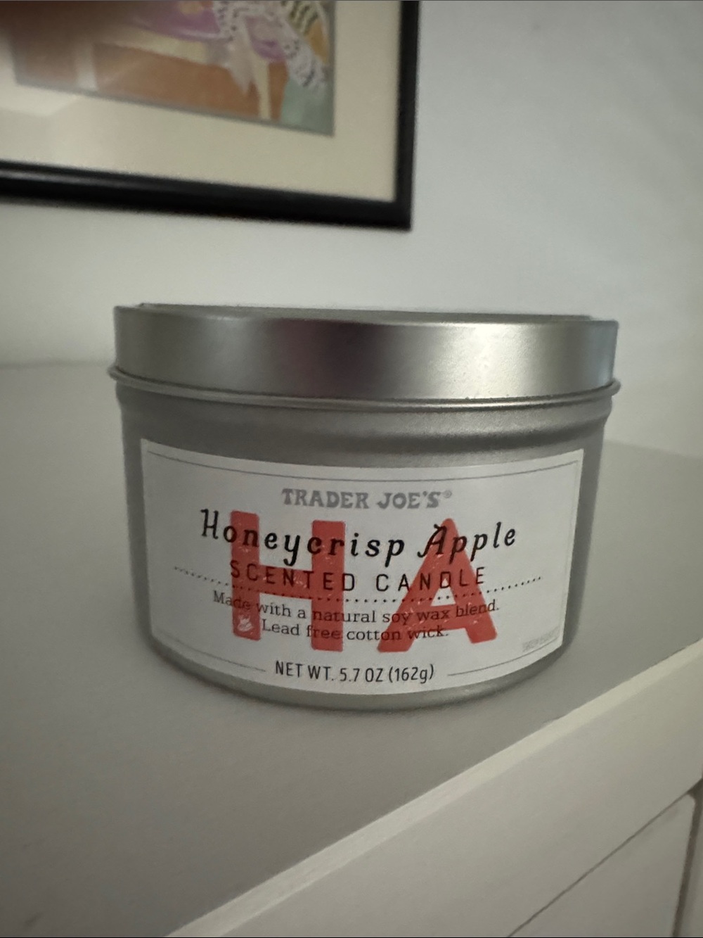 Trader Joe's Honeycrisp Apple Scented Candle - Silver Tin